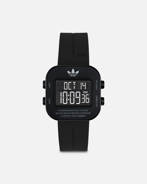 Adidas Black Aluminum Case Dial Black Silicone Strap Watch Black