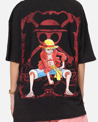 73Studio X One Piece Luffy Vintage T-Shirt Off Black