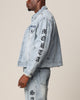 Saint Morta Rip Gothic Cutoff Denim Jacket Superwash Blue