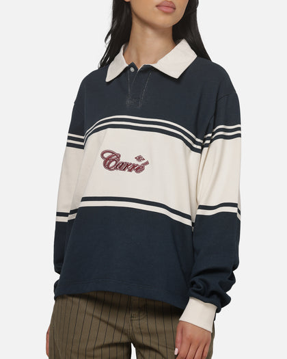 Carre Varsity Long Sleeve Polo Shirt Vintage Navy