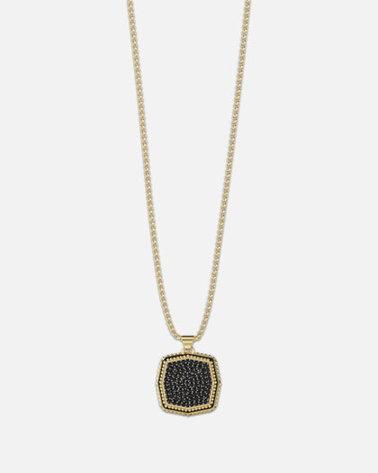 Guess Mainline Back To Black Octagon Necklace Black/Gold