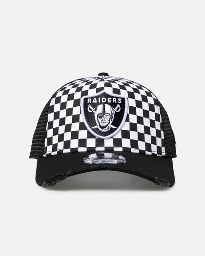 New Era Las Vegas Raiders 'Checker Trucker' 9FORTY A-Frame Trucker Snapback White
