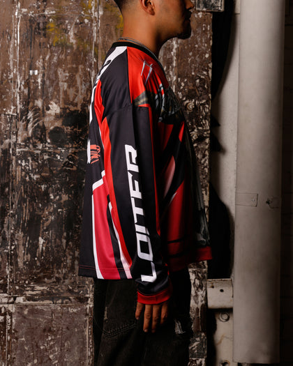 Loiter X WWE The Rock Motorcross Long Sleeve Jersey Red/Black