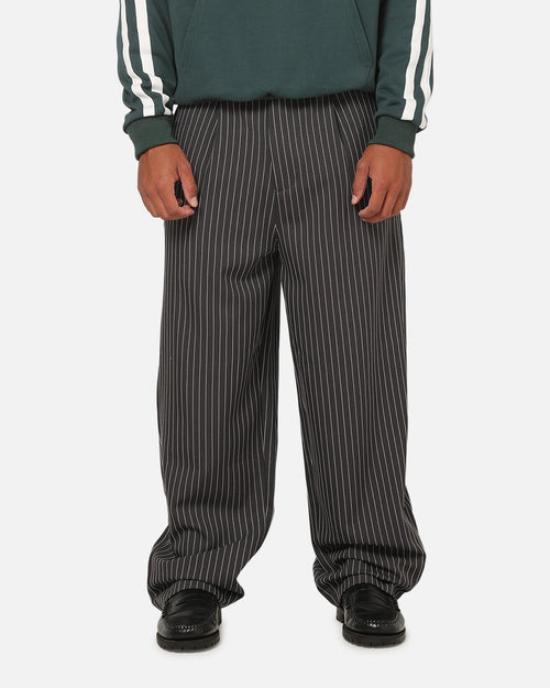 Carre Heritage Pleated Pants Black Pinstripe