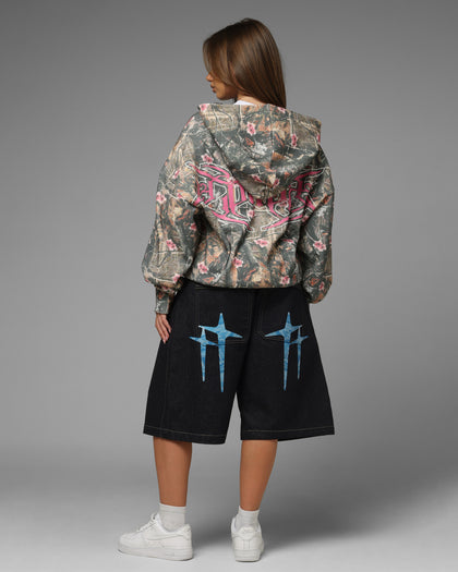 Loiter Waffle Zip Hoodie Pink Tree Camo