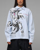 Loiter x Yu-Gi-Oh! Blue Eyes Button Up Shirt Blue Stripe