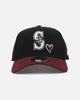 New Era Seattle Mariners 'Burgundy Hearts' 9FORTY A-Frame Snapback Black/Maroon