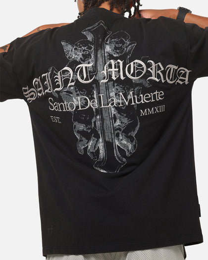 Saint Morta The Cross Boxy T-Shirt Black Acidwash