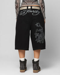 Ed Hardy Dragon Jorts Black