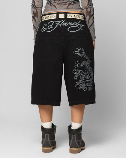 Ed Hardy Dragon Jorts Black