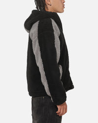 Carre Cream Sherpa Hood Zip Jacket Black