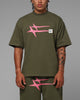 Loiter Hybrid Premium T-Shirt Olive/Pink
