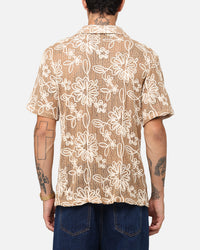 XXIII Resort Knit Button Up Shirt Tan/Cream