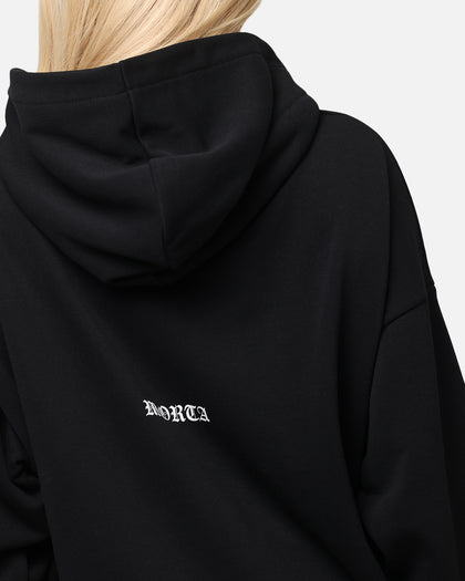 Saint Morta Gothic Distressed Zip Hoodie Black