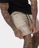 Saint Morta United Distressed Biker Shorts Stone