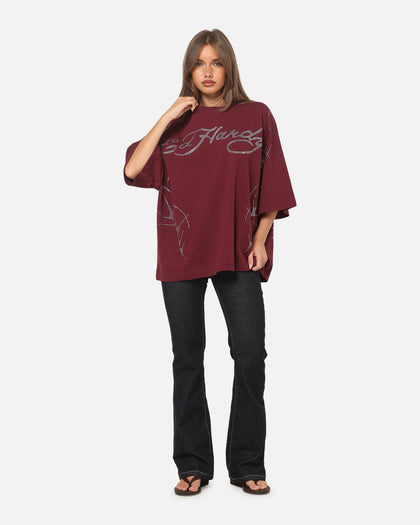 Ed Hardy Cyber Rhinestone T-Shirt Plum