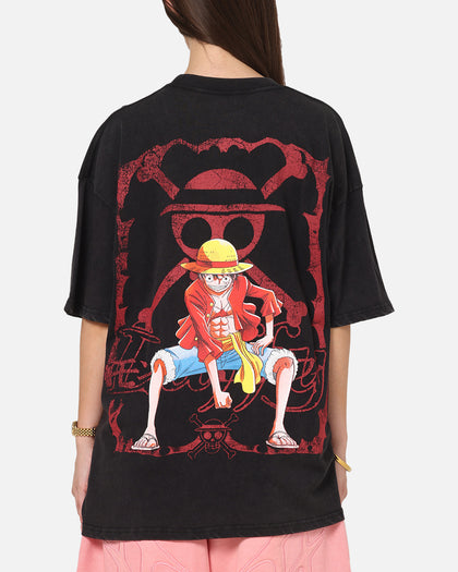 73Studio X One Piece Luffy Vintage T-Shirt Off Black