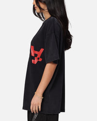 The Anti Order Echo Spray Drop Shoulder T-Shirt Black Acidwash