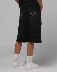 Loiter Distressed Jorts Black