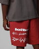 Loiter Stacked Metal Walk Shorts Burgandy