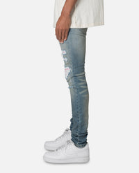 MNML X555 Crystal Skinny Denim Jeans Blue/Pink
