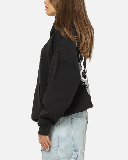 Ed Hardy Double Horns Hoodie Black Acidwash