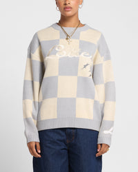Loiter Checker Knit Sweater Grey/Off White