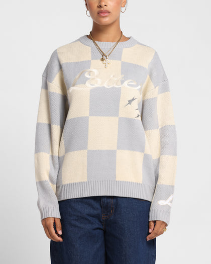 Loiter Checker Knit Sweater Grey/Off White