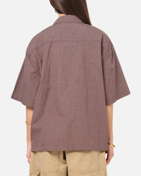 Carre Checkered Boxy Button Up Shirt Red Check