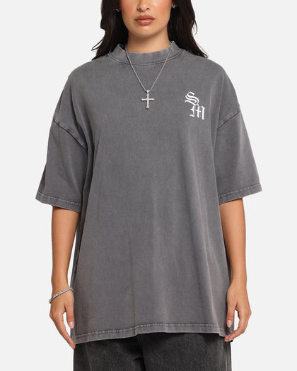 Saint Morta Redemption Mock Neck T-Shirt Washed Charcoal