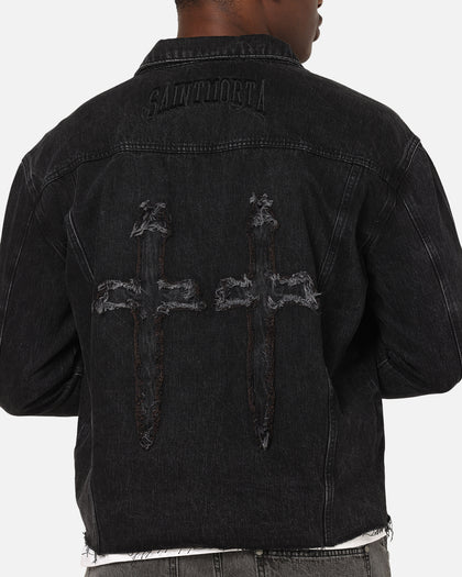 Saint Morta Daggers Cutoff Denim Jacket Vintage Black