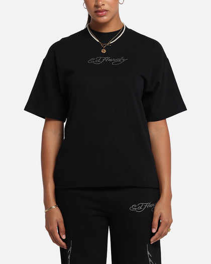 Ed Hardy Techno Rhinestone T-Shirt Black