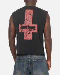 Saint Morta Saints Marked Cut Off Muscle T-Shirt Washed Black