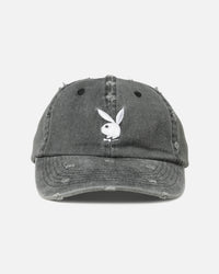 Playboy Distressed Vintage Strapback Dad Hat Black