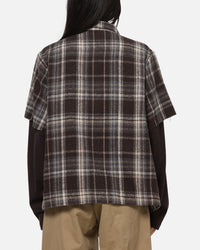 Saint Morta Plaid Layered Long Sleeve Button Up Shirt Brown