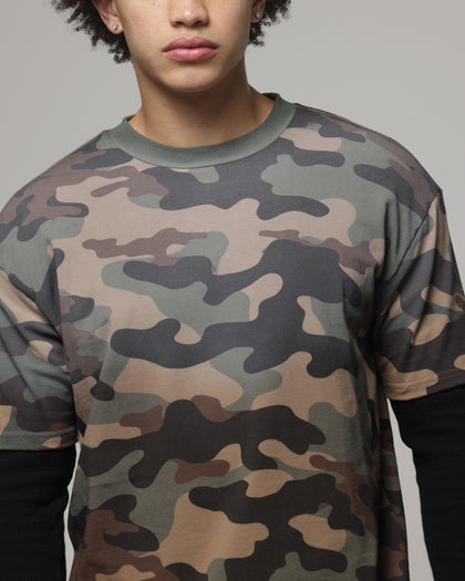 American Thrift Layered T-Shirt Woodland Camo