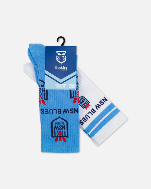 Foot-ies NSW Blues Icons Sneaker Socks 2 Pack White/Blue
