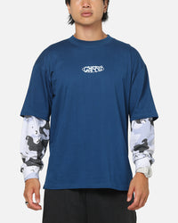 Carre Static Layered Long Sleeve T-Shirt Blue