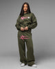 Loiter Hybrid Premium Hoodie Olive/Pink