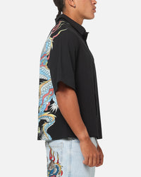 Ed Hardy Dragon Button Up Shirt Charcoal