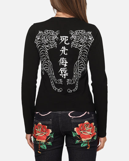 Ed Hardy Women's Tiger Long Sleeve T-Shirt Black