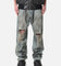 MNML Ultra Baggy Oil Stain Denim Jeans Vintage Blue