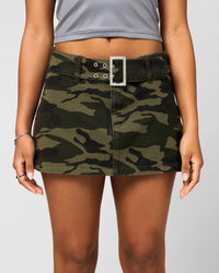 Ed Hardy Women's Denim Mini Skirt Woodland Camo