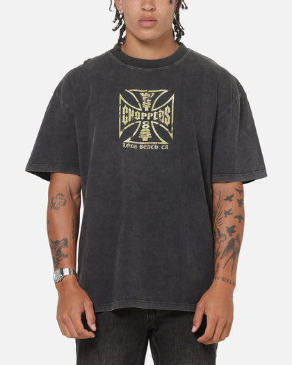West Coast Choppers Camo Cross T-Shirt Black Acidwash