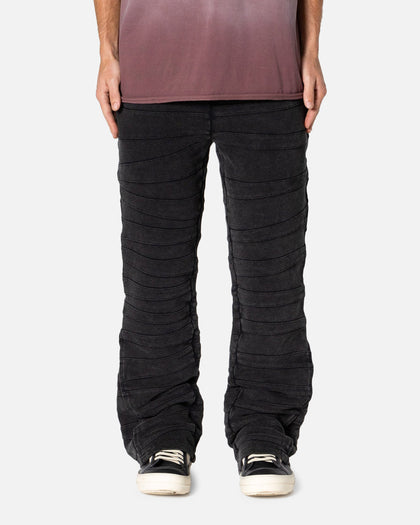 MNML Crease Panel Sweatpants Washed Black