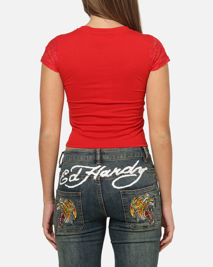 Ed Hardy Women's Veil Baby T-Shirt Red