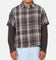 Saint Morta Plaid Layered Long Sleeve Button Up Shirt Brown
