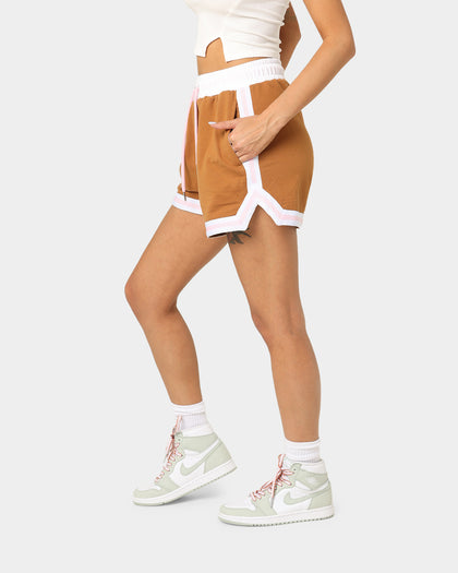 EN ES Women's Zenni Terry Shorts Tan/Stripe