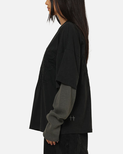Saint Morta Crested Wing Long Sleeve Layered T-Shirt Vintage Black