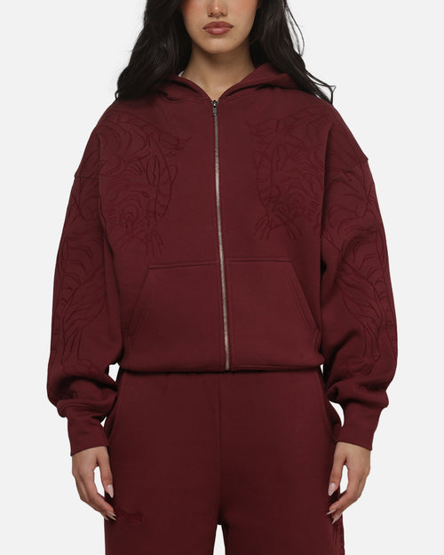 Ed Hardy Women's Tattoo Zip Hoodie Burgundy